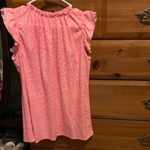 HEIMISH USA Pink Ruffled Cap Sleeve Blouse